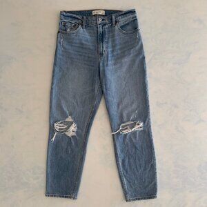 Abercrombie & Fitch 'The Mom High Rise' Medium Wash Distressed Denim Jeans